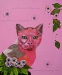 Roze kat, acrylverf op doek Roze kat, schilderij, acrylverf op doek