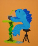Vis op het droge, acrylverf op doek Vis op het droge, schilderij, acrylverf op doek