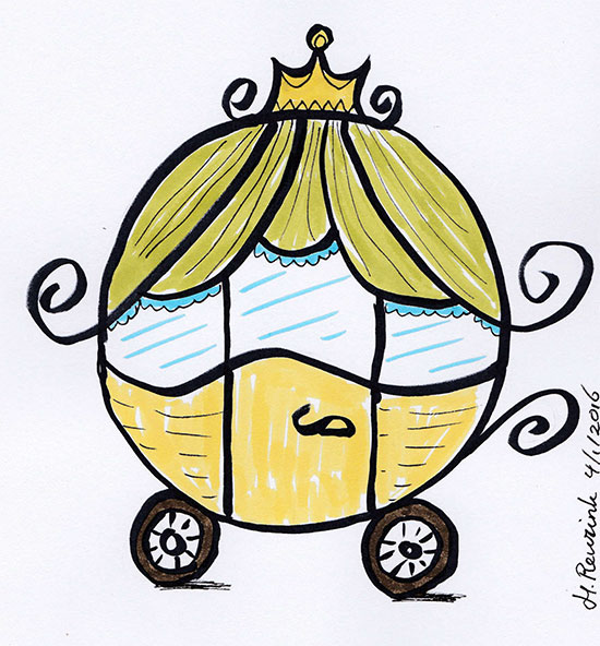 tekening van een prinsessekoets, © Hilde Reurink