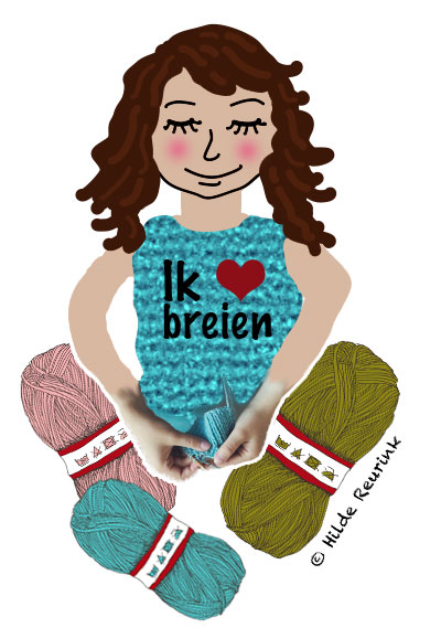 illustratie van een breiend meisje