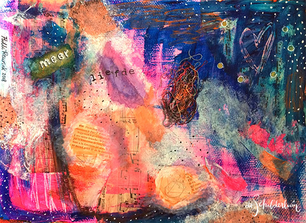 detailfoto van een mixed media collage