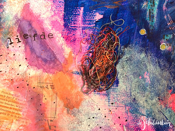 detailfoto van een mixed media collage