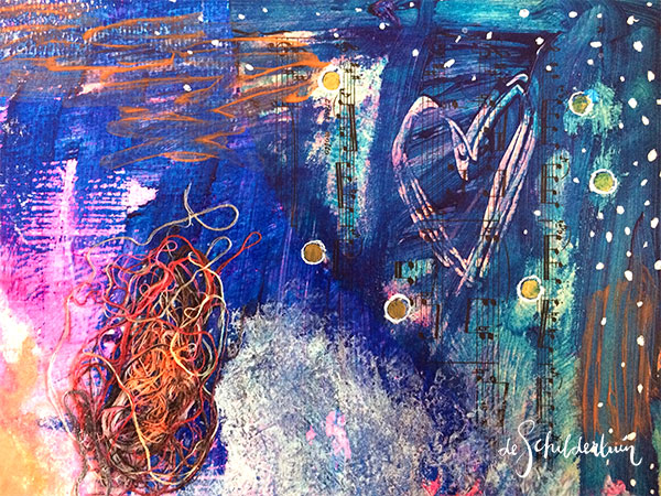 detailfoto van een mixed media collage