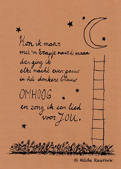 gedicht over trapje naar de maan met illustratie