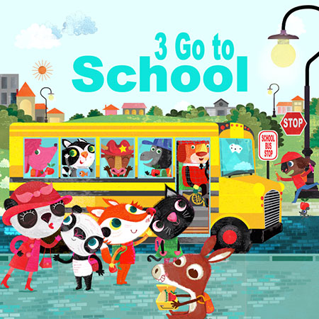 3 Go to School, illustratie van Stephanie Hinton