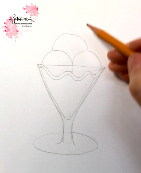 tekening van basisvormen voor een ijscoupe glas