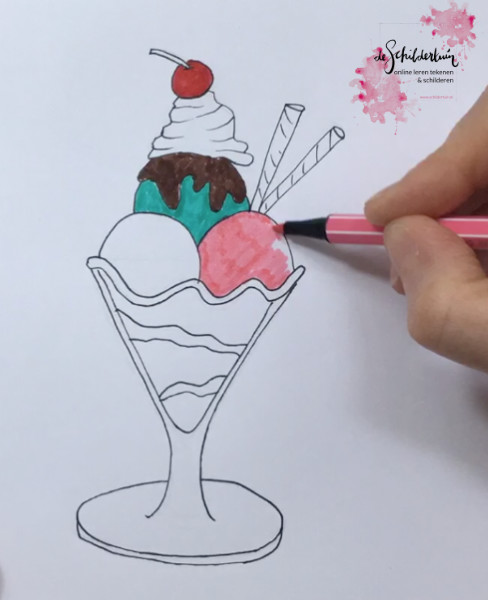 tekening van basisvormen voor een ijscoupe glas