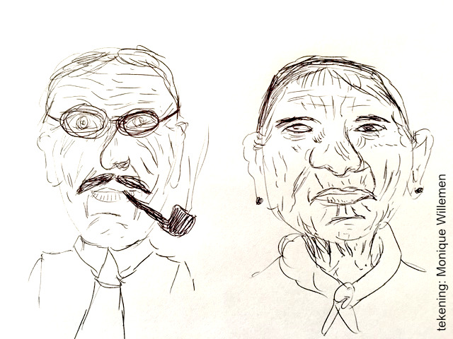 tekening oudere getekende gezichten