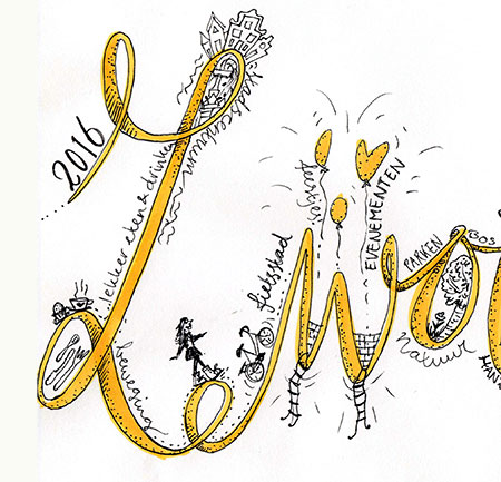 detail handlettering illustratie Zwolle