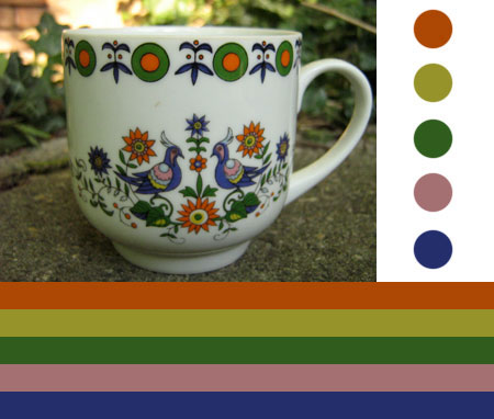 vijf kleuren in folklorestijl