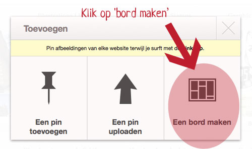 uitleg maken verborgen bord Pinterest stap 2