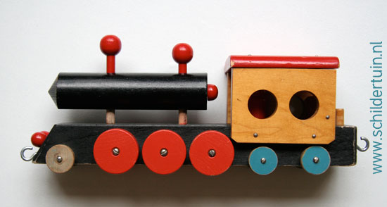 Foto houten trein locomotief