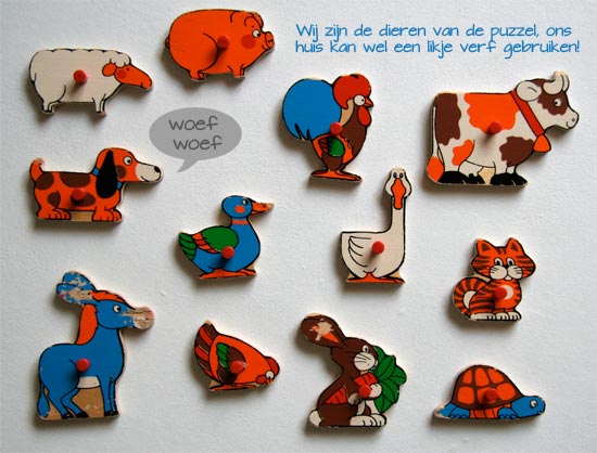 foto puzzelstukjes houten puzzel boerderijdieren