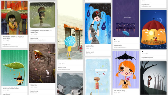 printscreen Pinterest board Rain inspired illustration van Anella