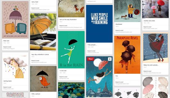 printscreen Pinterest board Rain inspired illustration van Anella