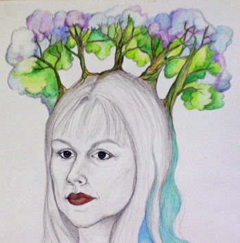 getekend zelfportret illustrator Riët Stegehuis