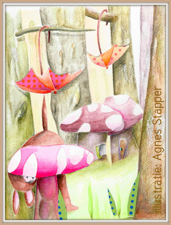 paddestoelen bos, illustratie Agnes Stapper