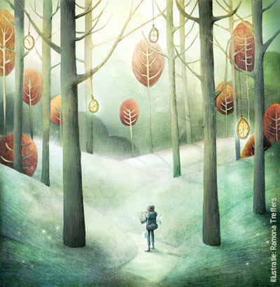 Lost in a magical forest, illustratie van Ramona Treffers