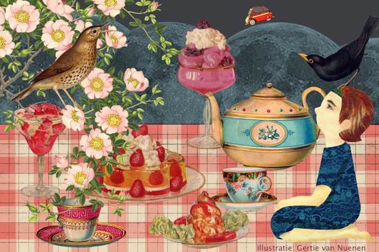 picnic klein, mixed media collage van Gertie van Nuenen