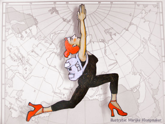 illustratie van Marijke Klompmaker voor een advertentie voor Yoga-reizen