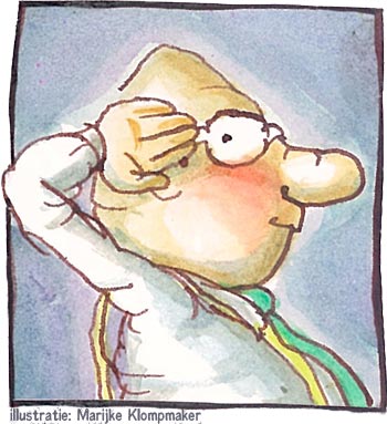 mijnheer Bril salueert, een illustratie van Marijke Klompmaker