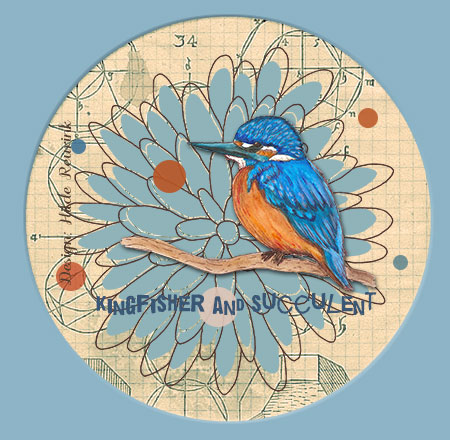ontwerp bord met ijsvogel en planten