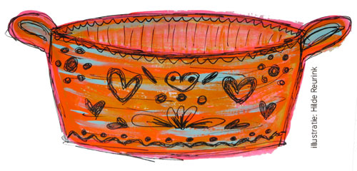 tekening van vintage Pyrex ovenschaal