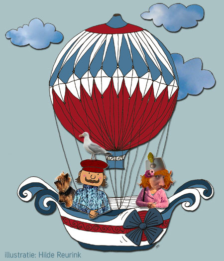 detail collage illustratie met luchtballon. Ontwerp: Hilde Reurink detail collage illustratie met luchtballon. Ontwerp: Hilde Reurink