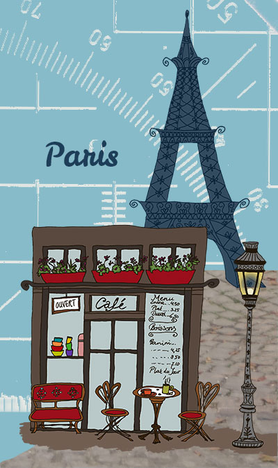 detail collage illustratie met luchtballon. Ontwerp: Hilde Reurink