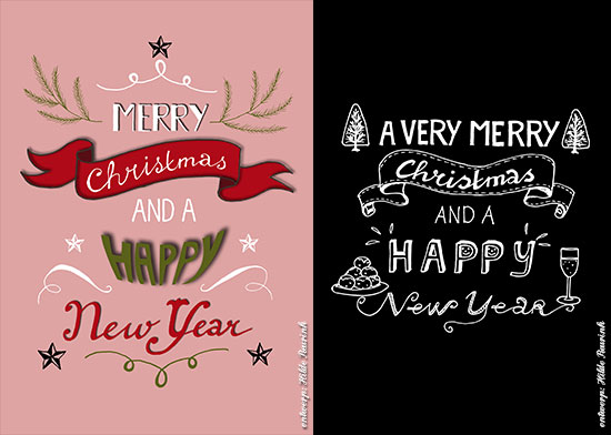 kerstkaarten met handgeschreven quote, ontwerp Hilde Reurink