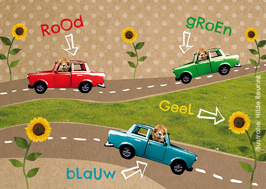 kinderkamer poster met retro auto's, ontwerp: Hilde Reurink