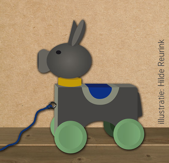 retro houten ezeltje geboortekaart