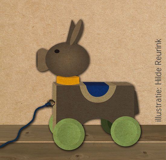 retro houten ezeltje geboortekaart