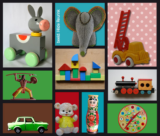 retro speelgoed fotocollage